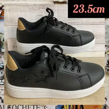 23.5cm 새상품 여성용 멋스러운 스니커즈 라메 초경량 블랙