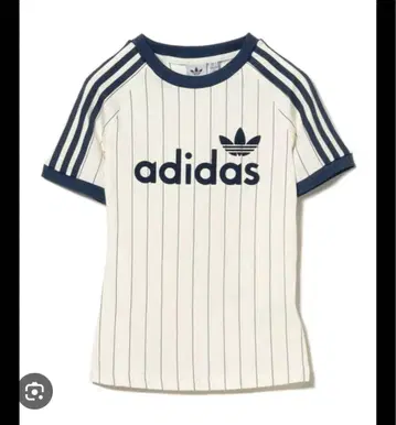 adidas 스트라이프 반팔 티셔츠 아이보리/네이비