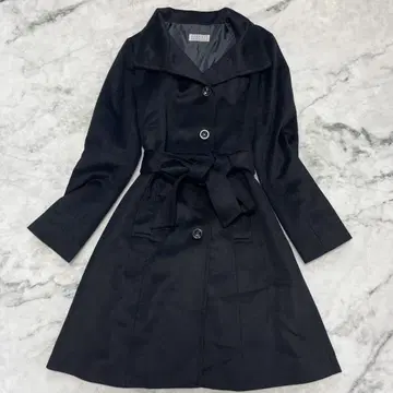 바니스뉴욕 캐시미어 100% 여배우 깃 블랙 롱 코트 L