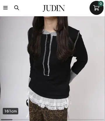 judin 바이컬러 하프 버튼 상의