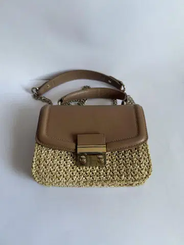 H&M 바구니 소재 베이지 숄더백 소형