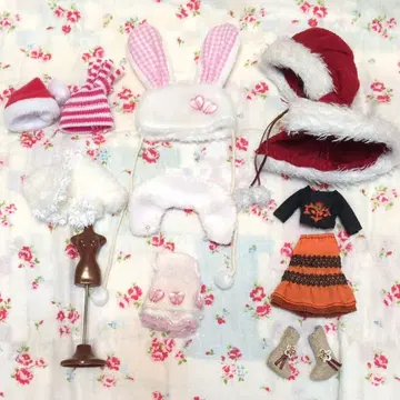 미니 브라이스용 겨울 의상 세트 토끼 귀도리 모자, 토르소 마네킹 등