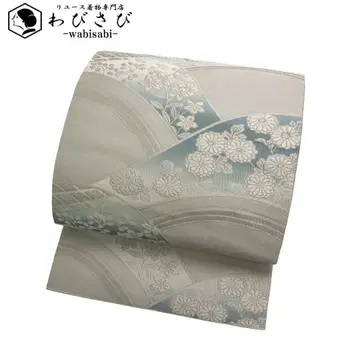 나고야 오비 고쇼츠즈레 에츠세이 꽃 무늬 견쥐색 O-5480
