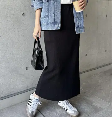 리브 롱 타이트 스커트