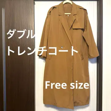 브라운 더블 버튼 트렌치코트 ONE SIZE