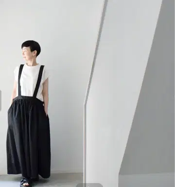 skep 스케프 개더 오버롤 스커트 롱 스커트 블랙 creema