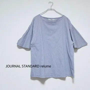 저널 스탠다드 리룸 소매 프릴 스트라이프 티셔츠 블라우스