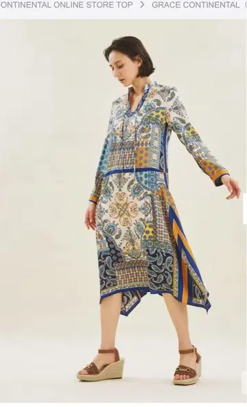 스카프 페이즐리 프린트 원피스 그레이스 콘티넨탈