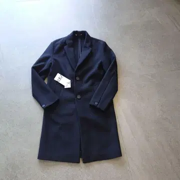 네이비 체스터 코트 울 혼방