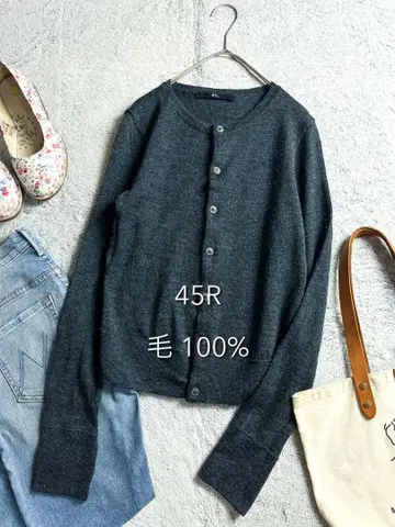 [ 45R ] 45rpm 모100% 인디고 크루넥 가디건 2