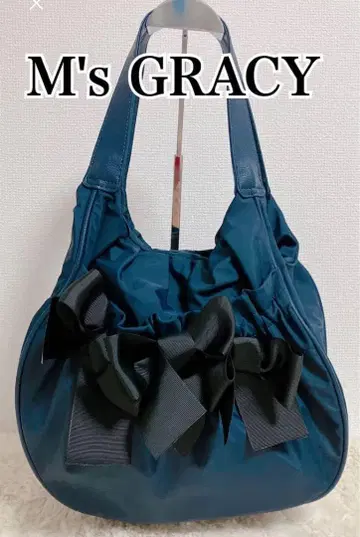 M's GRACY 엠즈 그레이시 리본 포함 나일론 백 네이비
