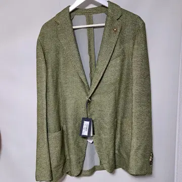 LARDINI 올리브 그린 스트라이프 테일러드 자켓
