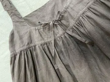 네스트로브 브라운 린넨 루즈핏 서스펜더 스커트