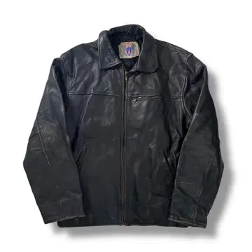 90s 유로 빈티지 천연 가죽 가죽 자켓 싱글 라이더 블랙