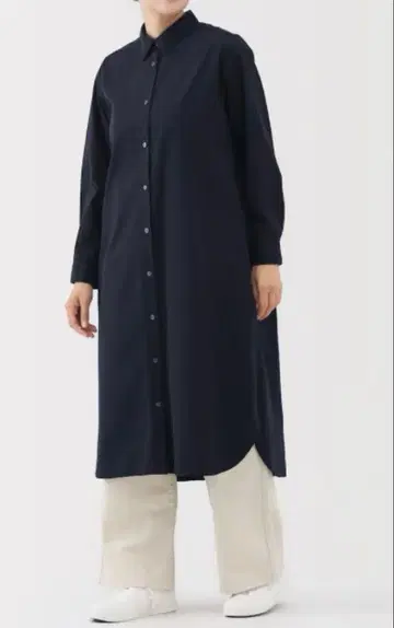 무인양품 워싱 브로드 긴팔 셔츠 원피스