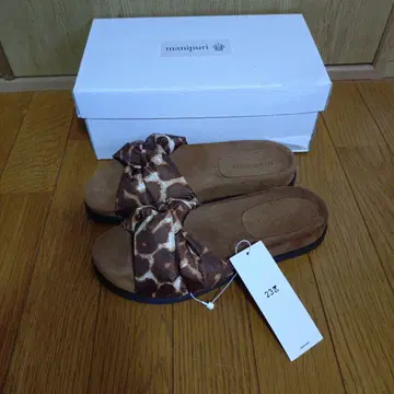 i 레오파드 무늬 리본 샌들 25cm