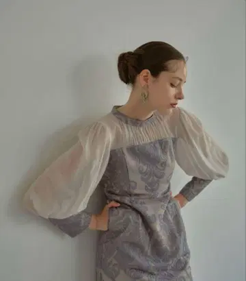 ANDRESD damask gather dress
