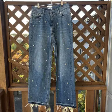 ZARA 펄 장식 블루 데님 팬츠