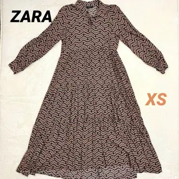 완판템 ZARA 리버티 패턴 볼륨 소매 개더 롱 원피스 XS