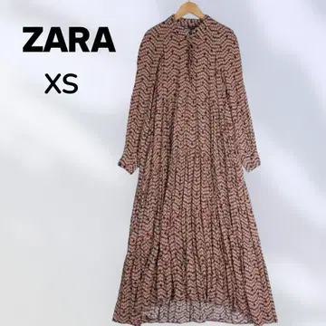 완판템 ZARA 리버티 패턴 볼륨 소매 개더 롱 원피스 XS