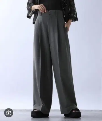 JEANASIS 허리 2WAY 턱 와이드 팬츠