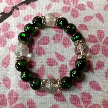 잠자리 구슬 은의 사신수 팔찌 그린 12mm 구슬