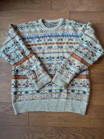 유럽 구제 의류 페어아일 패턴 니트 스웨터