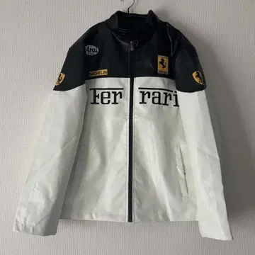 [레어 1점] Ferrari 자수 가죽 자켓 블랙 Xl