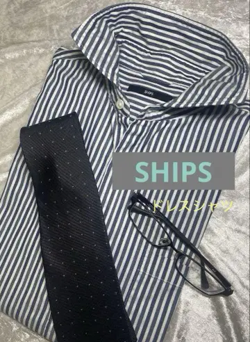 쉽스 SHIPS 드레스 셔츠 멀티 스트라이프 노타이 L 일본제