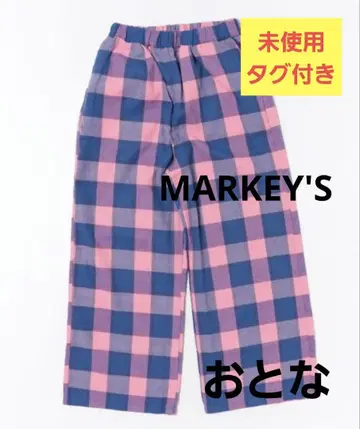 미사용! 택 포함! MARKEY'S 체크 볼륨 팬츠 성인
