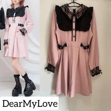 반값 이하 dearmylove 디어마이러브 원피스 긴팔 지뢰계 핑크