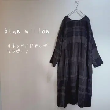 [ blue willow ] 블루위로 린넨 사이드 개더 원피스