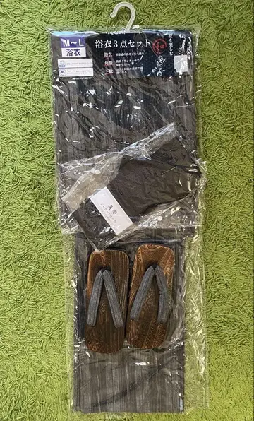 유카타 남성용 오비 일본 나막신 3종 세트 남성용 M~L 새상품