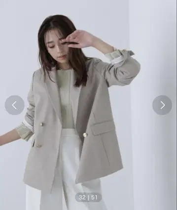 NATURAL BEAUTY BASIC 더블 브레스트 박스 자켓