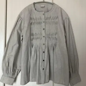 TSUHARU 헴프 혼방 핀턱 레이스 블라우스