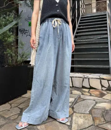 스타일업 부드러운 와이드 이지 팬츠 데님 L 사이즈 색스