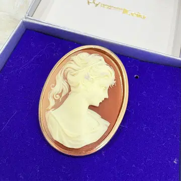 빈티지 여성 옆모습 카메오 브로치 박스 포함