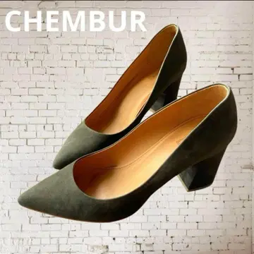 CHEMBUR 펌프스 청키힐 스웨이드 펌프스 올리브 24cm