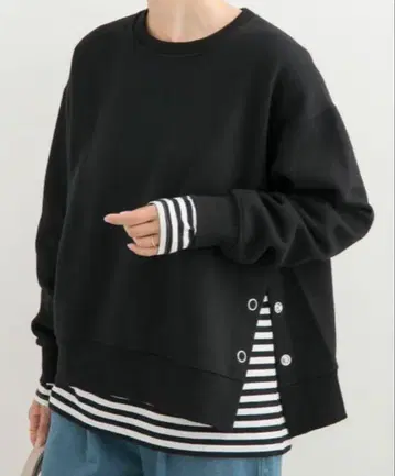 도어즈 사이드 버튼 맨투맨 블랙