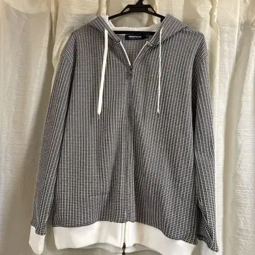 UNION STATION 체크 무늬 후드 부착 후드티