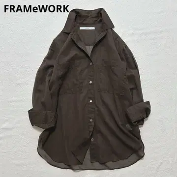 새상품급 FRAMeWORK 오버 사이즈 시어 셔츠 브라운