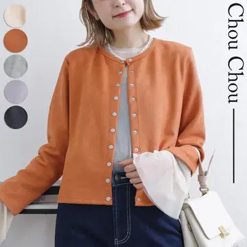 새상품 스웨이드 둥근넥 자켓 오렌지 chouchou F