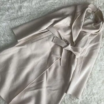 IENA 후드 부착 울 코트 아이보리 38 깔끔한 벨트 포함 고급스러운