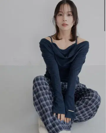 jumelle 테리 드레이프 탑 네이비