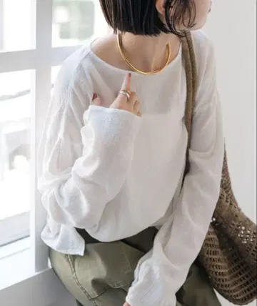 블라우스 셔츠 코튼 크레이프 루즈 풀오버 여성용
