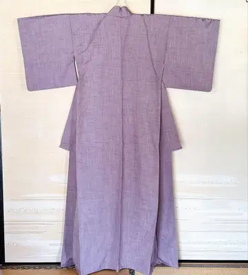 보라색 이로무지 순수 실크 기모노 쇼와 레트로