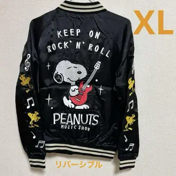 새상품 XL 스누피 우드스탁 스카잔 블랙 자수
