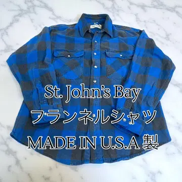 St. John's Bay 플란넬 셔츠 파랑 블랙 체크