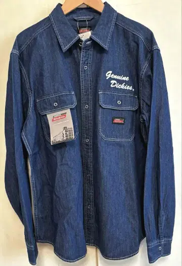 [ 미사용 ] Dickies 데님 셔츠 긴팔 다크 블루 L 사이즈