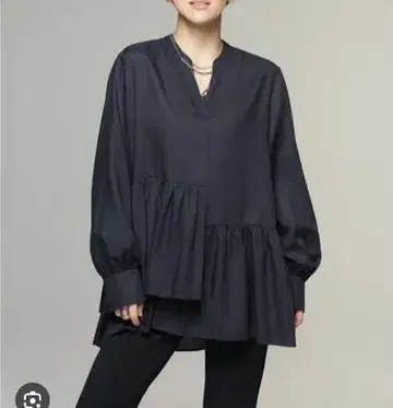 PLST 큐프라 티어드 블라우스